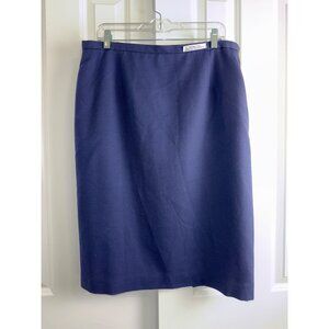 Pendleton 80's Vintage 100% Wool Classic High Waisted A-Line Midi Skirt Navy 14
